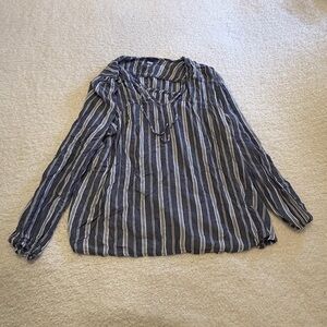 Old Navy Navy and White Striped Top L